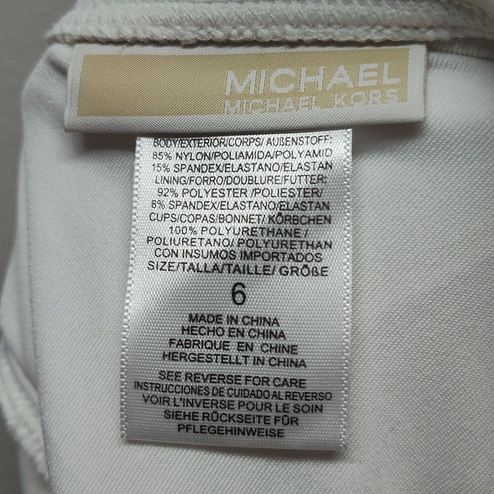 Michael Kors One Piece Swimsuit Women 6 White Rouched Tummy Control Summer Beach - Picture 6 of 7